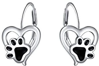 hundepfoten Ohrringe S925 Sterling Silber katzenpfoten Tropfen Baumeln Leverback Ohrringe Tier Schmuck für Frauen Tochter Freundin Geschenk HOOHWE