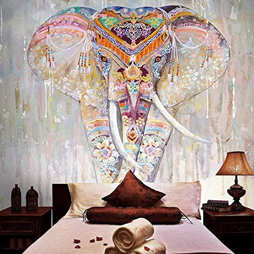 XiuTaiLtd Fototapete 3D Effekt Böhmischer Mandala-Elefant 200X140Cm Seide Tapete Wandtapete Wohnzimmer Schlafzimmer Moderne Wandbilder Natur Panorama Wasser Wand Dekoration-450x315 CM