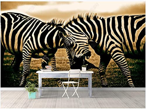 Wesmilewallpaper Papier Peint Panoramique 3D Intissé Tapisserie Peinture De Fond Décorative Vintage Animal Zèbre Muraux Tableau Mural Poster 430x300cm