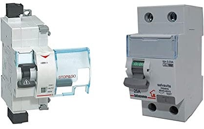 BTicino F80SG Serie BTDIN Salvavita Stop Go a Riarmo Automatico, Grigio & GC723F25 Interruttore Differenziale Puro