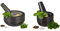 Relaxdays Mortier en granit avec pilon, robuste, pour épices, herbes, mortier en pierre polie, d. 16 cm, 400 ml, gris & Mortier en granit avec pilon, robuste, d. 8,5 cm, 400 ml, gris