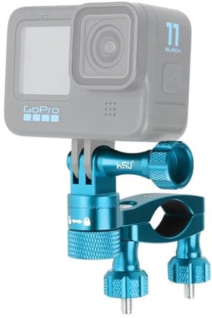 HSU Aluminum Bicycle Handlebar Mount Compatible for Gopro Hero 12/11/10/9/8/7/6/5/4/3 and Other Action Camera, 360 Degrees Rotary Mountain Bike Mount(Blue)