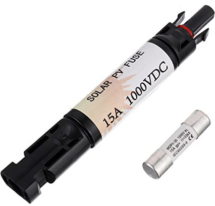 HUAREW 15A 1000V Solar Photovoltaik-Sicherungshalter wasserdicht eingebauter Stecker/Buchse gerader Stecker Sicherungshalter mit 15A Sicherung