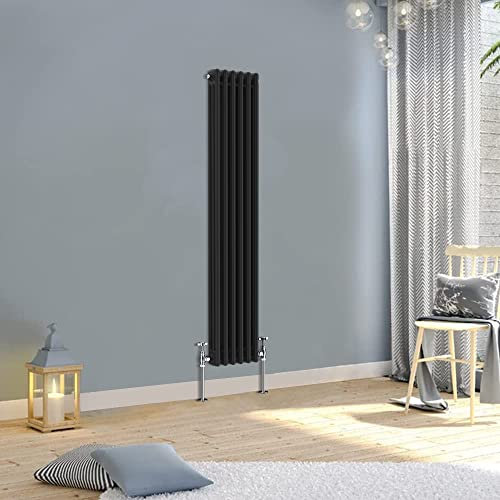 WarmeHaus 1500x292mm Radiatore Tradizionale Verticale Tripla Colonna Nero Stile Ghisa Alto Riscaldamento Centralizzato