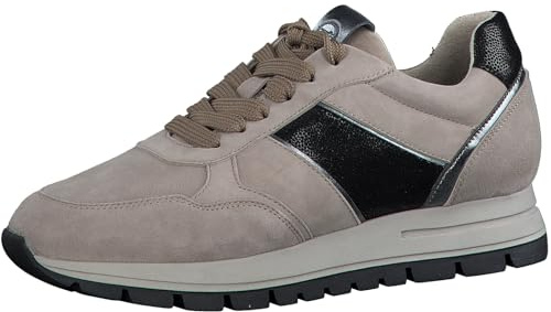 Tamaris Damen Sneaker Low Leder; Taupe Combined/braun; 39 EU