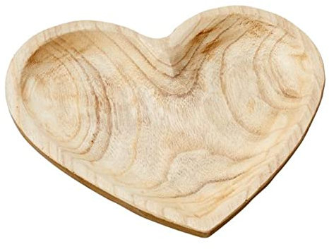 itsisa Schale Herz aus Holz 25x25 cm - Dekoschale Esszimmer, Deko Holzschale Wohnzimmer, Holzherz Muttertag