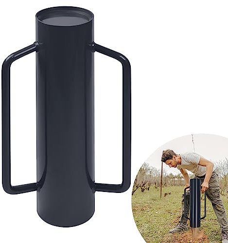 YRHome Pfahlramme Handramme aus Stahl Ø 140 mm 13,8kg Pfosten Handpfahlramme mit Handgriffe Zaunpfahlramme Pfostenramme Zaunpfostenramme präzises Einschlagen für Gartenbau Zaunbau Bodenverdichtung