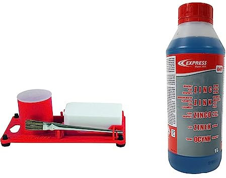 Express, 9640, Support pour Pierre et Flux avec Pinceau, Accessoire pour Fer à Souder, Lampe à Souder & 847, Flux Super Décapant pour Zinc Neuf, Flacon 1 L, Accessoire pour Fer à Souder, Lampe à