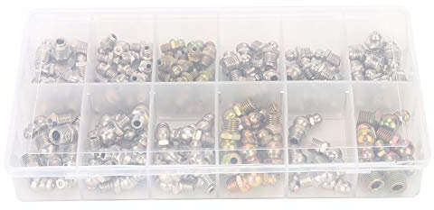 130Pcs 45 Degree And Straight, Imperial Grease Nipples Selection Grease Nipples Assorted Type Grease Nipple Hydraulic Zerk Fitting For Hose Tube