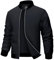 MAGCOMSEN Herren Übergangsjacke Bomber Blouson Jacke Stehkragen Casual Windbreaker Herren Polyester Bikerjacke Frühling Sommer Pilotenjacke Jagd Army Baseballjacke Schwarz M