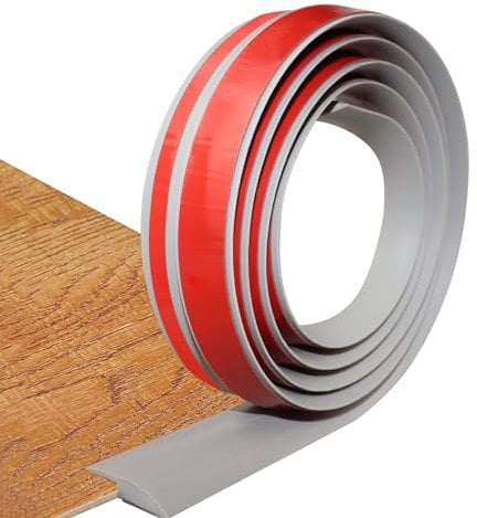 PVC Selbstklebend Abdeckleiste, Schwellenrampe, Grau 3.0M Boden&Teppich Laminat Übergangsschiene Leiste, Abschlussprofil Tür Schwellen Randstreifen Abschlussleisten Bodenprofil (Stufenunterseite)