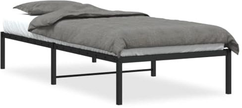 vidaXL Bettgestell, Bettrahmen mit Lattenrost, Bett Gästebett mit Stauraum, Metallbett Einzelbett Schlafzimmerbett, Schwarz 90x200cm Metall