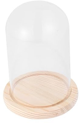 Rock-display Kleine Glasglocke Kuchen Glasglocke Zum Abdecken Glas Deko Vitrine Pin-anzeige Stand Schwarz Tortenständer Abdeckung Glasglocke Holzsockel Kuppel Bambus Streichhölzer