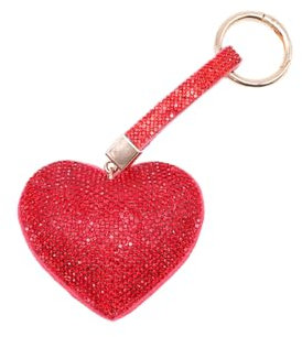 QUEEN HELENA Porte-clés en Forme de Cœur en Strass Élégant avec Pierres pour Femme OP01 rouge, Taille unique
