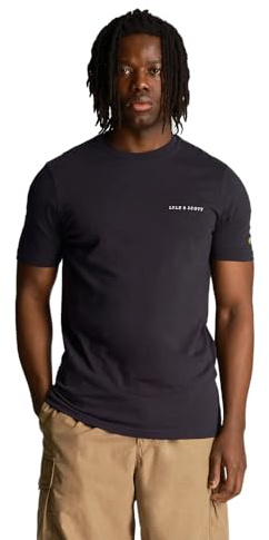 Lyle & Scott T-Shirt mit besticktem Kragen, dunkelblau, blau, XXL