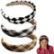 scicent Haarreif Breit 3 Stück Haarreifen mit Stoff Gepolstertes Stirnband Vintage Karierter Print Haarreifen Schwamm Haarband für Mädchen und Frauen - 6006