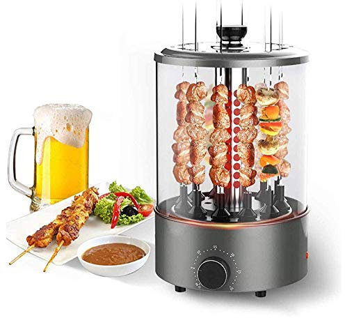 CCYENG Parrilla eléctrica sin Humo Barbacoa Interior Sincronización Máquina para Parrilla para Barbacoa Parrilla giratoria automática Vertical Brochetas en Espiral Fác