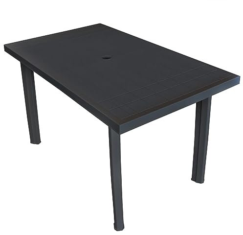 Mengtu Gartentisch Mit Schirmloch Garten Esstisch Campingtisch Tisch Terrassentisch Balkontisch Campingtisch Partytisch Anthrazitgrau 126 x 76 x 72 cm Kunststoff Gartenmöbel