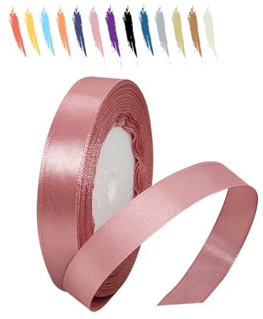Altrosa 15mm Satinband 23 Meter, Polyesterband, verschönern Sie Ihre Bastelarbeiten und Feiern, ideal für Geschenkverpackungen, Dekorationen, Hochzeitsautoband, Bänder zum Basteln