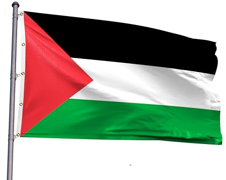 PLAIEI Extra große Palästina-Flagge, 3 x 4,5 m, riesige palästinensische Nationalflagge, bedruckt, 100D-Polyester mit 5 Ösen, für palästinensische Themen, Festivals, Veranstaltungen, Paraden,