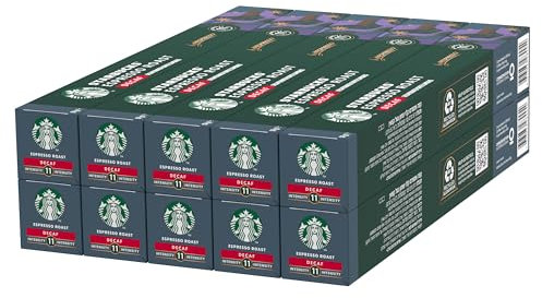 STARBUCKS Espresso Roast Décaféiné by Nespresso, Torréfaction Brune, Capsules de Café 10 x 10 (100 capsules)