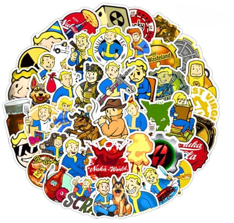 50 pezzi | Vault Boy | Nuka Cola | Vault - Tec | Collezione di adesivi |Laptop Table Computer Bottle Phone Fallout Graffiti adesivi in vinile (50 pezzi Variazione B)