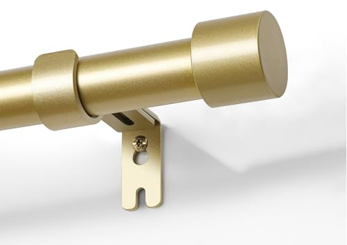 Joydeco Einstellbare Golden Gardinenstange Set 81cm-198cm Dekorative Vorhangstange mit Aluminium Endkappe für Duschraum Schlafzimmer Wohnzimmer (Golden,81cm-198cm)