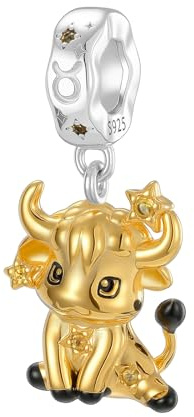 XWN Damen Charm Anhänger Sternzeichen Stier 925 Sterling Silber 12 Sternbilder Charms Beads passend für Pandora Armband, Kompatibel mit Europäischen Armband und Halskette für Frauen Mädchen