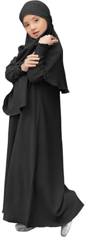 Fannyfuny Gebetskleidung Für Kinder, Mädchen Muslim Kleider, Lange Ärmel Abaya Ohne Hijab, Islam Kleidung Frauen, Damen Muslimische Kleid Set, Gebetskleid Jilbab Khimar Ramadan Gebetskleid