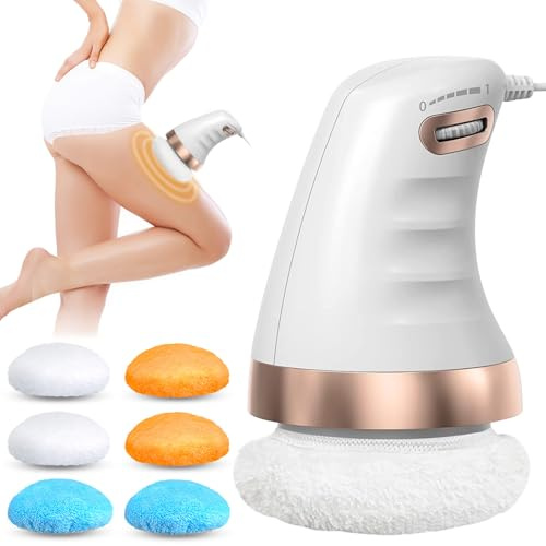 Cellulite Massagegerät Elektrisch: Anti Cellulite Massagegerät mit 6 Austauschbarer Stoffkopf für Bauch, Beine, Cellulite-Massage, Lipödem Massagegerät für Haut Heben, Straffen und Glätten