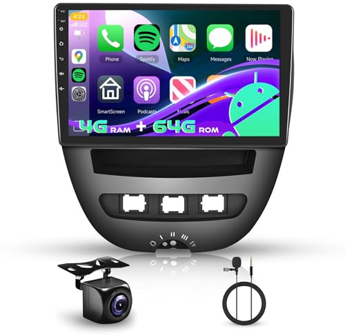 4G 64G Android Autoradio Stereo für Toyota Aygo 2004-2014/Peugeot 107 10 Zoll Touchscreen GPS Navigation Bluetooth USB Player FM Radio