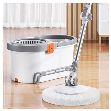RONGSHEN mopa para Limpiar Sistema de mopos de Microfibra Sistema de Limpieza de Pisos de Cubo 1 o 3 Cabezales de trapeadores totales incluidos para Uso en casa y Comercial mopa de Limpieza