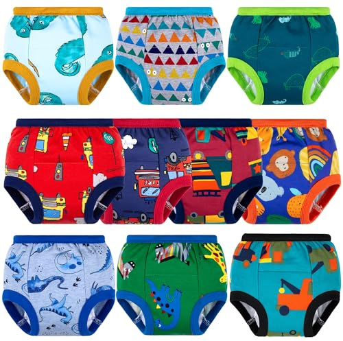 BIG ELEPHANT Töpfchen-Trainingshose Kinder, Baumwolle, wiederverwendbar | 10er-Pack, Waschbar, süße Tiermuster, für Jungen & Mädchen, Größen 12M–10J, ideal für Kita, Zuhause & Alltag
