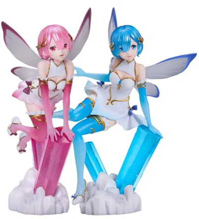 Jiumaocleu 2 Stück Anime Re:0 Figur REM RAM Statue – PVC Action Girl Sammelfigur Desktop Dekoration Geburtstagsgeschenke
