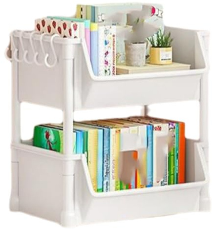 Osmond 2-Layer Household Snacks Storage Bookshelf, Trolley Storage Rack, Storage Rack Kitchen Fruit and Vegetable Basket