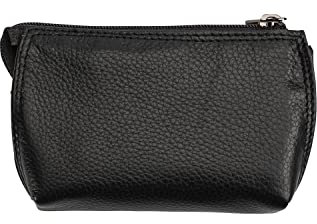 Josephine Osthoff - Schlüsseltui MAXX Schlüsseltasche Münztasche in Leder Echtleder mit Kreditkarten-RFID-Schutz Doppelnaht 1 Außentasche 1 Kartenfach 1 Schlüsselfach mit 2 Ringen, Farbe:Schwarz