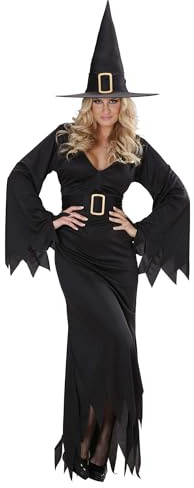 W WIDMANN MILANO Party Fashion - Kostüm Schwarze Hexe, Kleid, Gürtel, Hut, Halloween, Mottoparty, Karneval