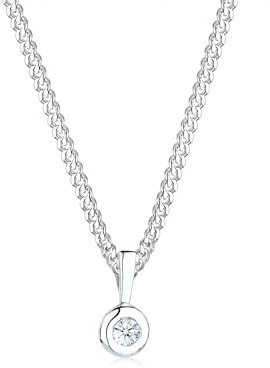 Elli DIAMONDS Halskette Damen Kreis Rund Diamant (0.03 ct.) in 925 Sterling Silber