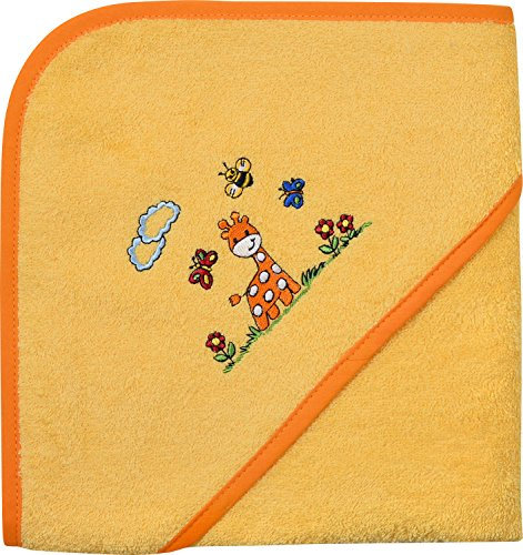 Wörner Kapuzenbadetuch Giraffe Walk-Frottier gelb Größe 80x80 cm
