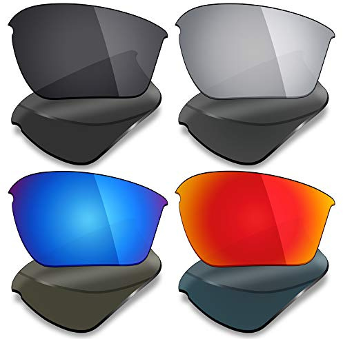 Mryok 4 Paar polarisierte Ersatzgläser für Oakley Half Jacket 2.0 XL Sonnenbrille, Stealth Black/Fire Red/Ice Blue/Silver Titanium