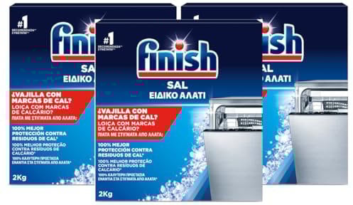 Finish Dishwasher Salt - Ultimate Limescale Protection, Softens Water for 100 Percent Better Performance and Sparkling Clean Dishes, Pack of 3 (2kg Each)