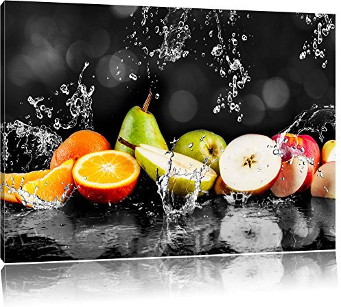 Pixxprint Früchte im Wasser, Größe: 80x60cm, Leinwandbild, fertig gespannt, Wandbild, Dekoration, Kunstdruck, kein Poster