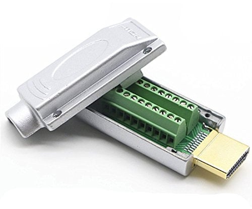 Oiyagai HDMI Adapter Signals Terminal Breakout Metal Cover Terminal Breakout Board Connector Solderless Free Welding Adaptor (Silver)