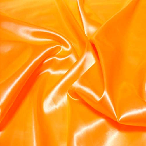 TOLKO Glanz Satin | Modestoff Dekostoff Kostümstoff Stoffe zum Nähen Meterware Dekorieren | Gardinenstoff Vorhangstoff Hochzeitsstoff Glitzer Satinstoffe/Nähstoffe 110cm breit (Orange)