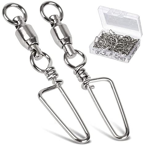 9Tong Kugellager Wirbel mit Coastlock Snap, Edelstahl geschweißter Ring für Angeln Salzwasser Standard 25pcs 48lbs