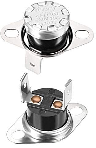 sourcing map KSD301 Thermostat 120 °C / 248 °F 10A N.C Einstellen der Schnappscheiben-Temperaturschalter für Mikrowelle, Backofen, Kaffeemaschine 2 Stück