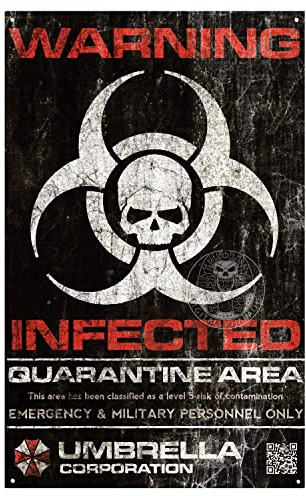 Umbrella Corporation infected Metall-Wandschild, 305 x 205 mm, Resident Evil The Hive Racoon City Alice Extinction T Virus