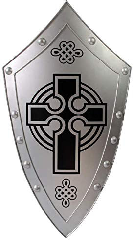 Deko Ritterschild Keltenkreuz aus Metall 93 cm Ritter Schild Schutzschild Wappenschild