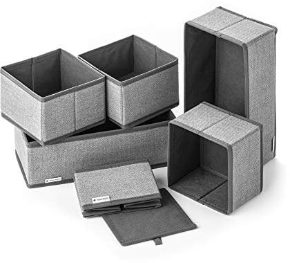 Navaris Aufbewahrungsboxen Organizer Ordnungssystem Stoffboxen - 6 Stück in verschiedenen Größen - für Kleiderschrank und Schubladen - faltbar