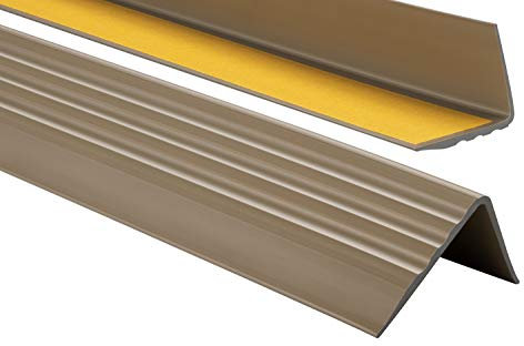 Nez de marche profil d’angle PVC autoadhésif 50x40mm antidérapant, d'escalier-protection, bande de bordure, 200cm, Laiton